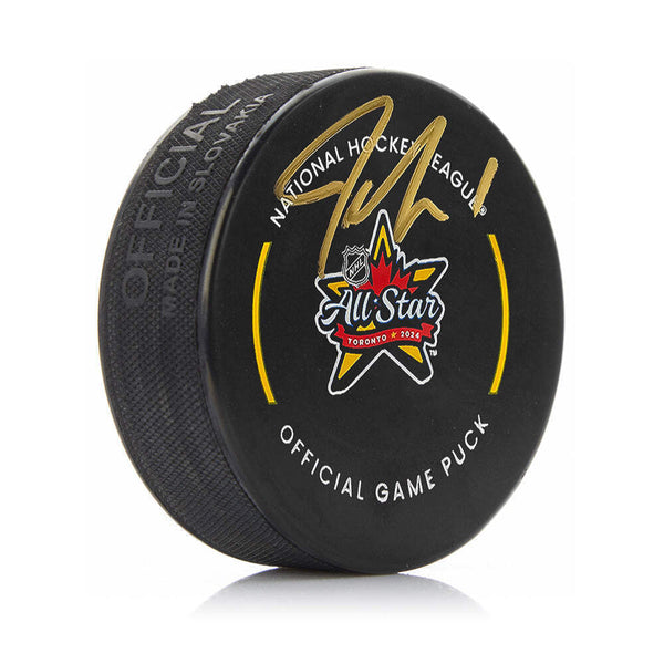 Jeremy Swayman Boston Bruins Autographed 2024 NHL All-Star Game Puck JSA PSA