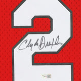 CLYDE DREXLER Autographed Portland Trail Blazers Red Jersey FANATICS