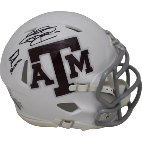 Johnny Manziel Autographed Texas A&M Aggies White Mini Insc. BAS 46474