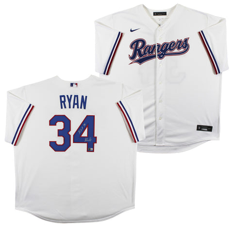 Rangers Nolan Ryan "HOF 99" Authentic Signed White Nike Jersey Autographed BAS