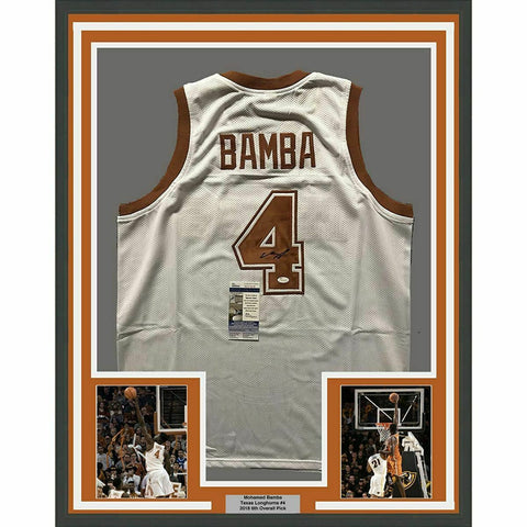 FRAMED Autographed/Signed MOHAMED MO BAMBA 33x42 Texas White Jersey JSA COA Auto