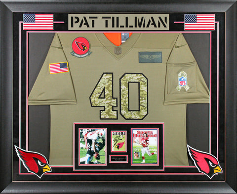 Cardinals Pat Tillman Signed Framed 3.15x4.75 Photo Jersey Display JSA #BB95925