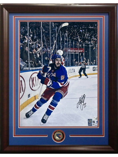 Mika Zibanejad Signed 16x20 Framed 5 Goal Game Photo Rangers Autograph Fanatics