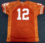 TEXAS LONGHORNS EARL THOMAS AUTOGRAPHED ORANGE JERSEY MCS HOLO STOCK #28213