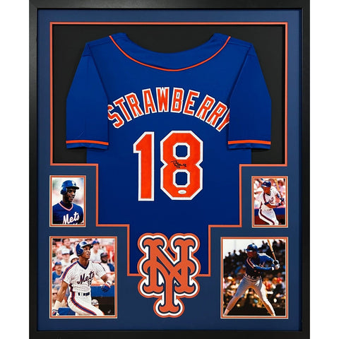 Darryl Strawberry Autographed Signed Framed New York Mets Jersey JSA