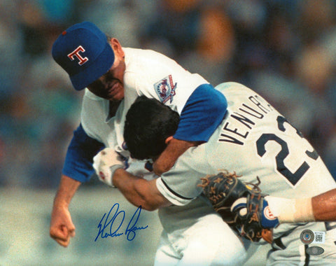 Rangers Nolan Ryan Authentic Signed 11x14 Robin Ventura Fight Photo BAS