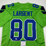 Autographed/Signed Steve Largent Seattle Green Football Jersey PSA/DNA COA