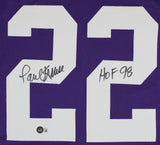 Paul Krause HOF 98 Authentic Signed Purple Pro Style Jersey Autographed BAS Wit