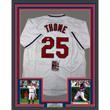 Framed Autographed/Signed Jim Thome 33x42 Cleveland White Jersey JSA COA Auto