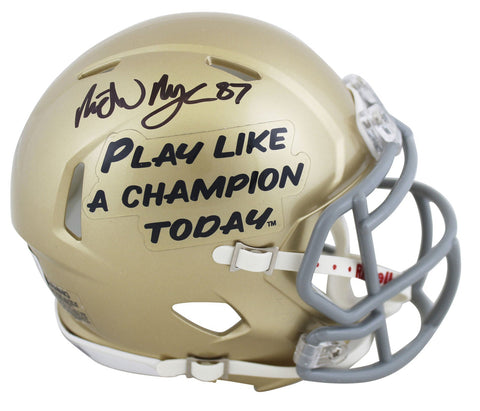 Notre Dame Michael Mayer Authentic Signed PLAC Speed Mini Helmet BAS Witnessed