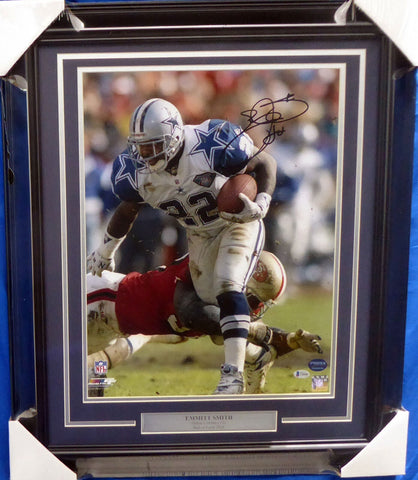 EMMITT SMITH AUTOGRAPHED SIGNED FRAMED 16X20 PHOTO DALLAS COWBOYS BECKETT 185086