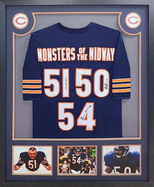 Chicago Bears Autographed Signed Framed Urlacher Singletary Butkus Jersey BECKETT