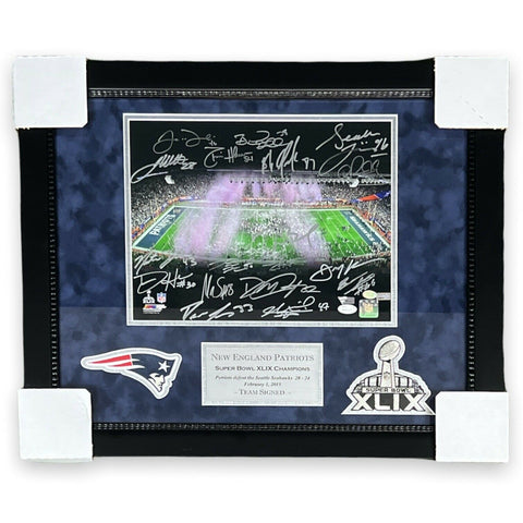 New England Patriots Super Bowl XLIX Signed Auto Framed Photo Brady JSA Fanatics