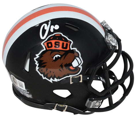 CHAD JOHNSON SIGNED OREGON STATE BEAVERS BLACK SPEED MINI HELMET BECKETT