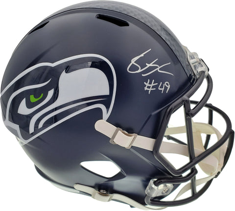 SHAQUEM GRIFFIN AUTOGRAPHED SEAHAWKS FULL SIZE HELMET IN SILVER MCS HOLO 134360