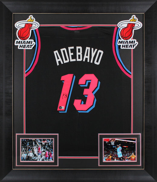 Bam Adebayo Authentic Signed Black Miami Vice Pro Style Framed Jersey BAS Wit