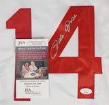 Pete Rose Signed Cincinnati Reds Career Highlight Stat White Jersey (JSA COA)