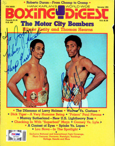 Thomas Hearns & Hilmer Kenty Autographed Magazine Cover To John PSA S47592