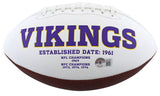 Vikings T.J. Hockenson Signed White Panel Logo Football W/ Case BAS Witnessed