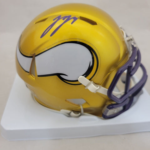 JJ MCCARTHY SIGNED MINNESOTA VIKINGS FLASH SPEED MINI HELMET BECKETT QR