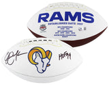 Rams Eric Dickerson "HOF 99" Signed Rawlings White Panel Logo Football BAS Wit