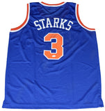 JOHN STARKS AUTOGRAPHED NEW YORK KNICKS #3 BLUE BASKETBALL JERSEY JSA