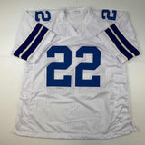 Autographed/Signed Emmitt Smith Dallas White Football Jersey JSA COA