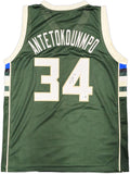 BUCKS GIANNIS ANTETOKOUNMPO AUTOGRAPHED GREEN JERSEY BECKETT WITNESS 224708