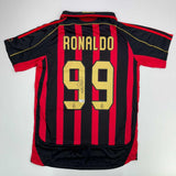 Autographed/Signed Ricardo Ronaldo Nazario AC Milan Black/Red Jersey Beckett COA