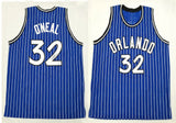 Shaquille O'Neal Autographed Orlando Magic Blue Custom Jersey Beckett Witnessed