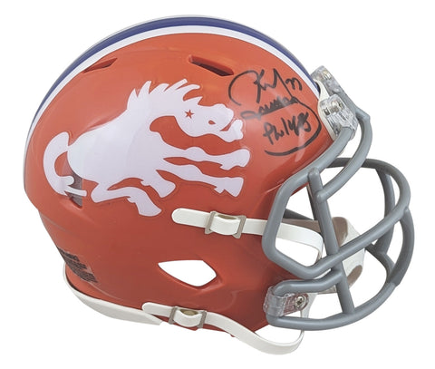 Broncos Karl Mecklenburg Authentic Signed 1966 TB Speed Mini Helmet BAS Witness