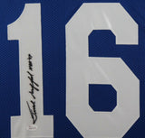 FRANK GIFFORD (Giants blue TOWER) Signed Autographed Framed Jersey JSA