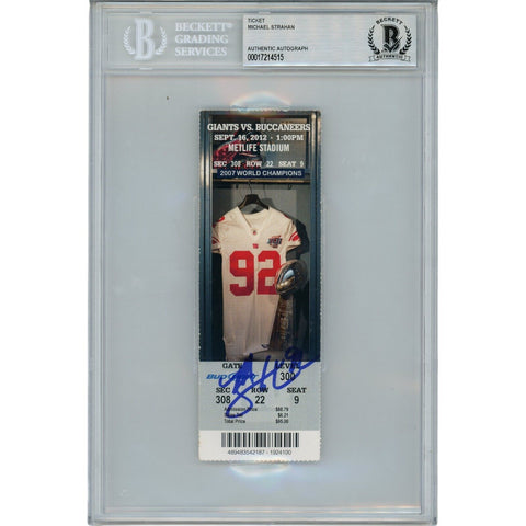 Michael Strahan Autographed New York Giants 9/16/12 Ticket Stub Beckett 46074