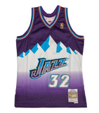 Karl Malone Autographed Utah Jazz M&N 1996 Purple Road Jersey Fanatics