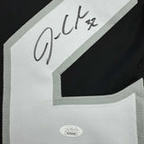 Framed Autographed/Signed Jonathan Quick 35x39 Los Angeles LA Black Hockey Jerse