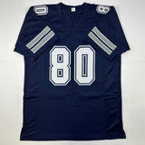 Autographed/Signed Alvin Harper 2x SB Champ Dallas Blue Football Jersey JSA COA