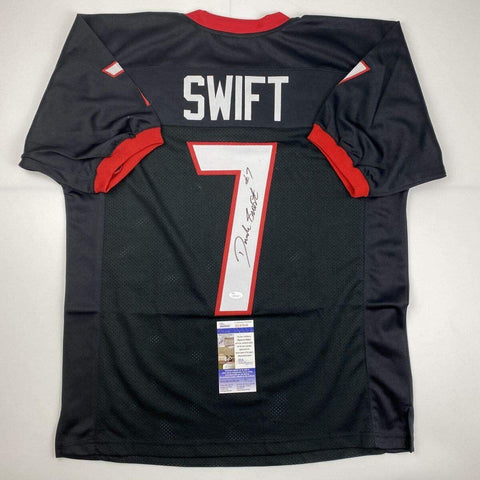 Autographed/Signed D'ANDRE SWIFT Georgia Black College Football Jersey JSA COA