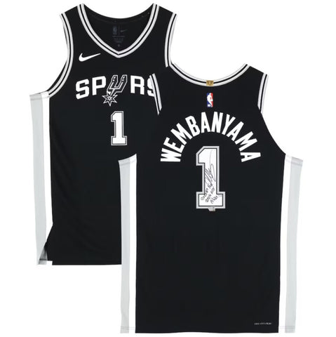 Victor Wembanyama Autographed Spurs Authentic Black Nike Jersey Fanatics LE 25