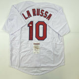 Autographed/Signed TONY LA RUSSA St. Louis White Baseball Jersey JSA COA Auto