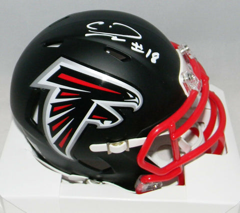 CALVIN RIDLEY SIGNED AUTOGRAPHED ATLANTA FALCONS BLACK SPEED MINI HELMET JSA