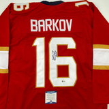 Autographed/Signed Aleksander Barkov Florida Red Hockey Jersey Beckett BAS COA