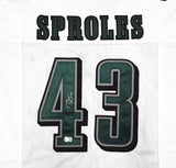 EAGLES DARREN SPROLES AUTOGRAPHED SIGNED WHITE JERSEY BECKETT WITNESS 234513