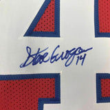 FRAMED Autographed/Signed STEVE GROGAN 33x42 New England Red Jersey JSA COA Auto