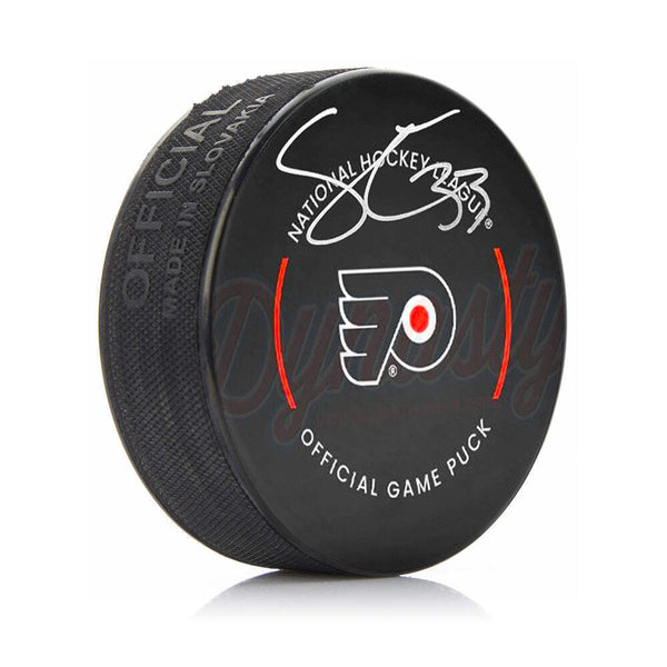 Samuel Ersson Autographed Philadelphia Flyers Hockey Game Model Puck JSA PSA