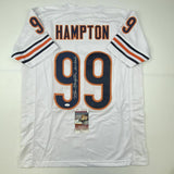 Autographed/Signed DAN HAMPTON HOF 2002 Chicago White Football Jersey JSA COA