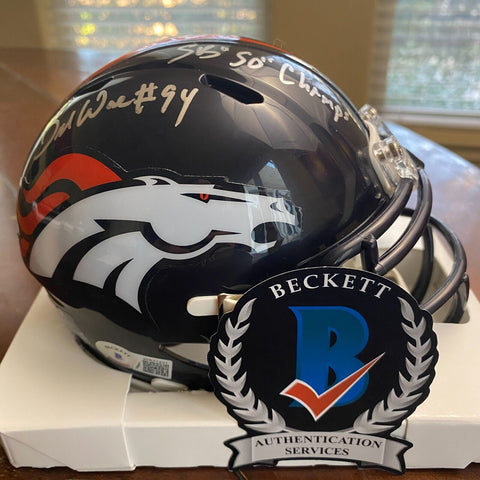 DeMarcus Ware Autographed Signed Broncos Mini Helmet Beckett w/ SB 50 Champs