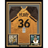 FRAMED Autographed/Signed GAYLORD PERRY 33x42 San Diego Yellow Jersey JSA COA