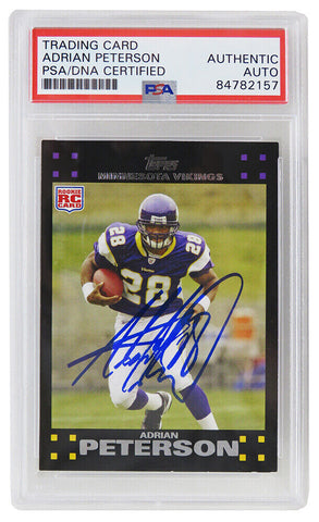 Adrian Peterson Signed Vikings 2007 Topps Rookie Card #301 - (PSA Encapsulated)