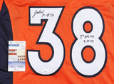 Jaleel McLaughlin Signed Denver Broncos Jersey "1st NFL TD 9-17-23" (JSA COA)