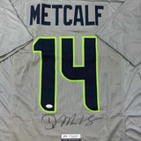 Autographed/Signed DK D.K. Metcalf Seattle Grey Football Jersey JSA COA